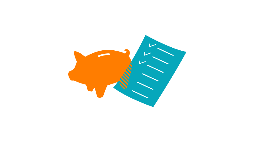 Piggy bank and checklist