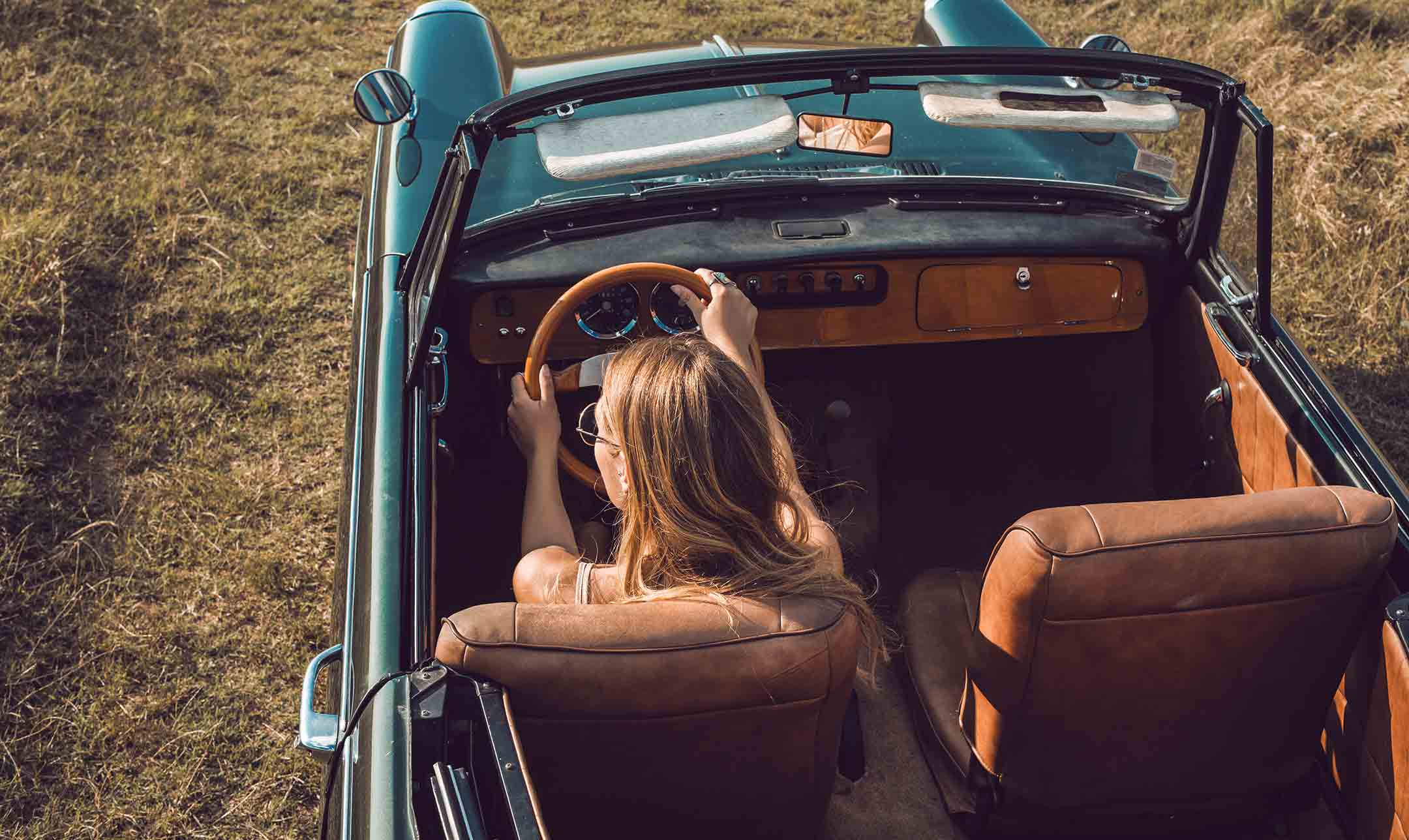 Woman driving car